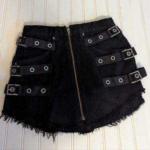 Carmar Black Zip Up Buckle Mini Skirt